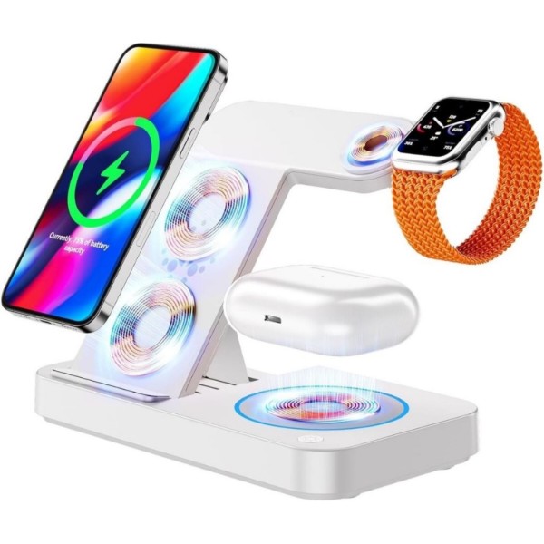 Фото - Беспроводное зарядное устройство Ailink Dock Station T-line 4 в 1 White (AI-DS-T-line-4in1wh) Фото - Беспроводное зарядное устройство Ailink Dock Station T-line 4 в 1 White (AI-DS-T-line-4in1wh)