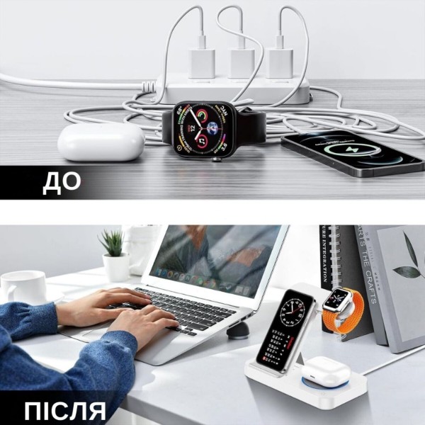 Фото - Беспроводное зарядное устройство Ailink Dock Station T-line 4 в 1 White (AI-DS-T-line-4in1wh)