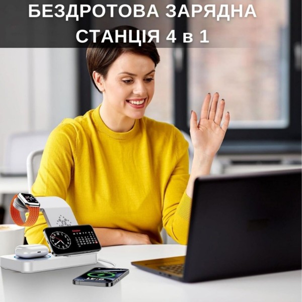 Фото - Беспроводное зарядное устройство Ailink Dock Station T-line 4 в 1 White (AI-DS-T-line-4in1wh)