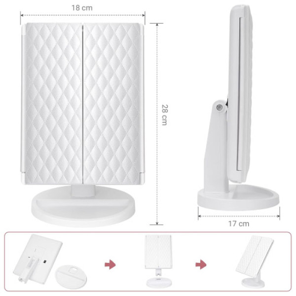 Фото - Косметическое зеркало AIMED Makeup Mirror 360 LED White (AI-MMirror360)