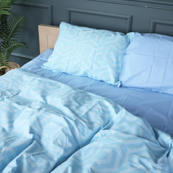 Фото - Комплект постільної білизни MirSon King Size 220х240 см 17-0628 Diamond Blue Бязь (2200008462970)