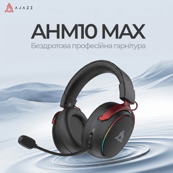 Фото - Гарнітура бездротова ігрова Ajazz AHM10 Max Black (AHM10-MAX-B)