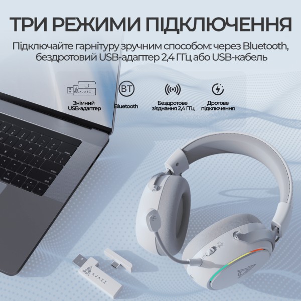 Фото - Гарнітура бездротова ігрова Ajazz AHM10 Max Black (AHM10-MAX-B)