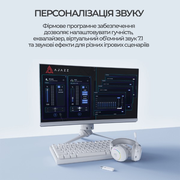 Фото - Гарнітура бездротова ігрова Ajazz AHM10 Max White (AHM10-MAX-W)