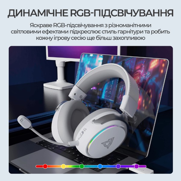 Фото - Гарнітура бездротова ігрова Ajazz AHM10 Max White (AHM10-MAX-W)