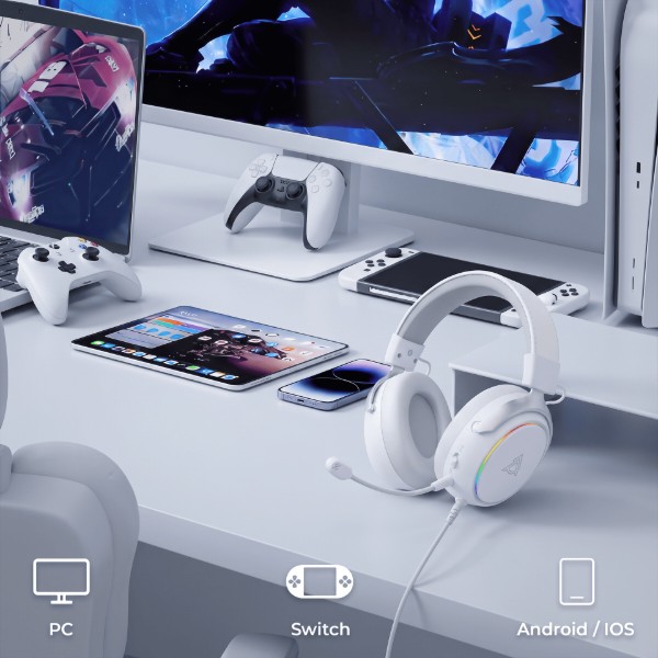 Фото - Гарнітура бездротова ігрова Ajazz AHM10 Max White (AHM10-MAX-W)