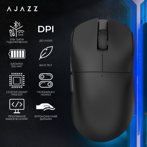 Фото - Миша бездротова Ajazz Nacodex NJ08 MC Black (NJ08-MC-B)