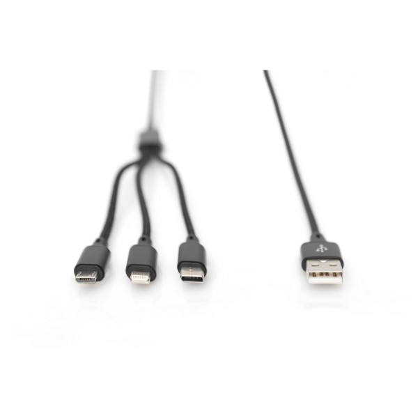 Фото - Кабель Digitus USB-A - Lightning/USB-С/microUSB 1m Type-C Black (AK-300160-010-S)