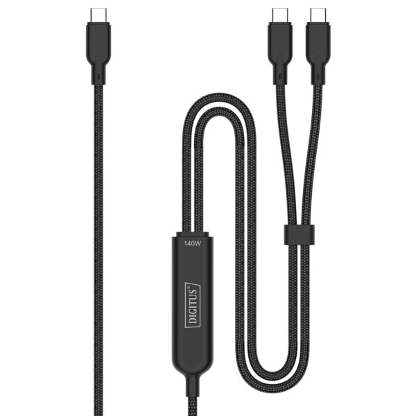 Фото - Кабель синхронізації даних Digitus 2xUSB-C USB 2.0 140W 1.8м Black (AK-300170-018-S)
