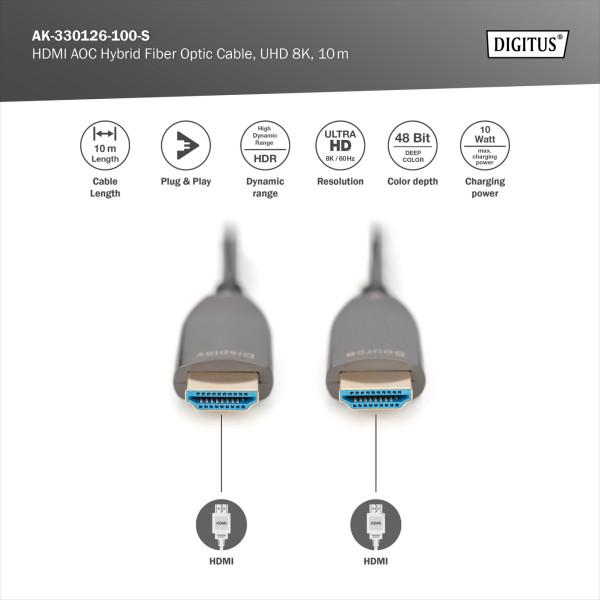 Фото - Кабель HDMI Digitus HDMI UHD 8K 20 м Black