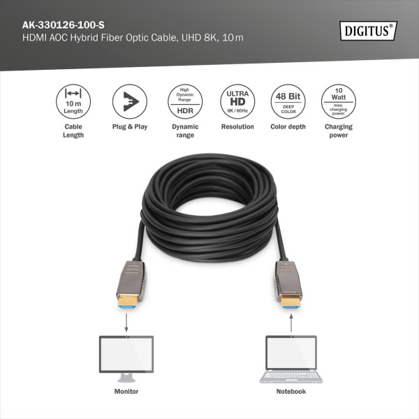 Фото - Кабель HDMI Digitus HDMI UHD 8K 20 м Black