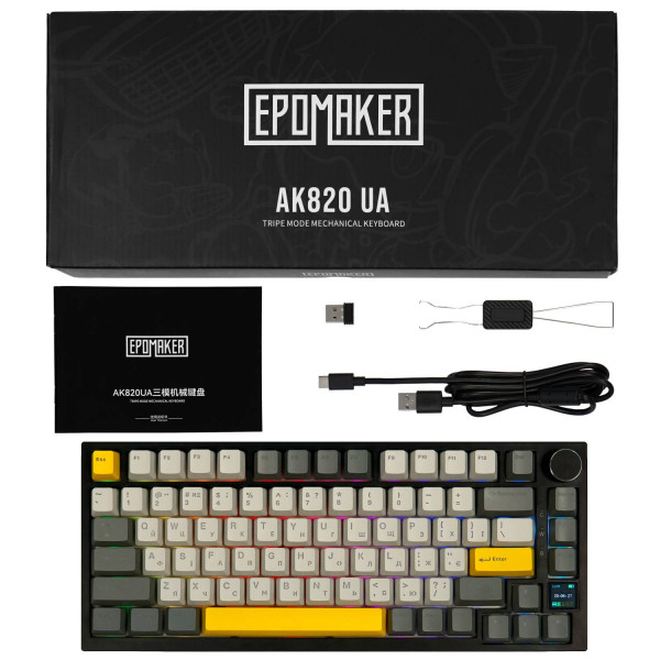 Фото - Клавіатура бездротова ігрова EPOMAKER AK820 Pro Gift Switch Hot-Swap Black (AK820-PRO-B-G)