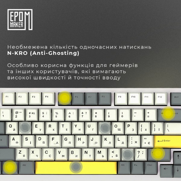 Фото - Клавиатура беспроводная игровая EPOMAKER AK820 Pro Flying Fish Switch Hot-Swap White (AK820-PRO-W-FF)