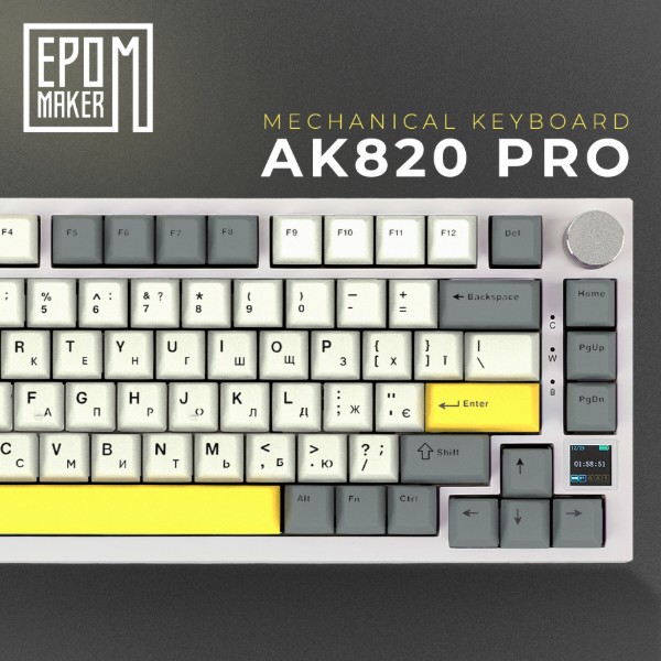 Фото - Клавиатура беспроводная игровая EPOMAKER AK820 Pro Flying Fish Switch Hot-Swap White (AK820-PRO-W-FF)