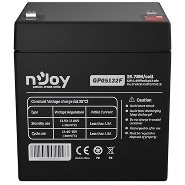 Фото - Аккумулятор для ИБП Njoy GP05122F 12V 5AH (BTVACEUOBTO2FCW01B) AGM
