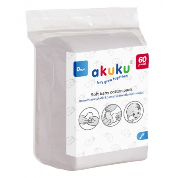 Фото - Ватні диски дитячі Akuku 60 шт. (A0003)