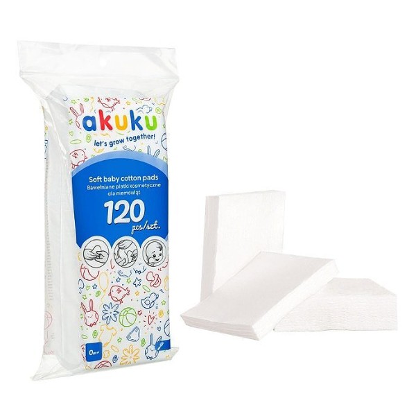 Фото - Ватні диски дитячі Akuku 120 шт. (A0714)