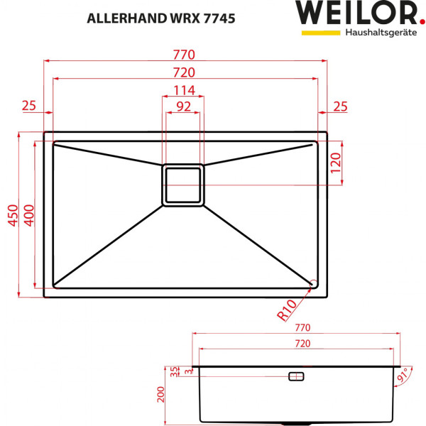 Фото - Мийка кухонна Weilor Allerhand WRX 7745