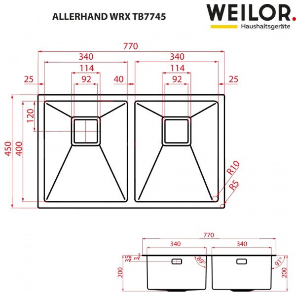 Фото - Мийка кухонна Weilor Allerhand WRX TB7745
