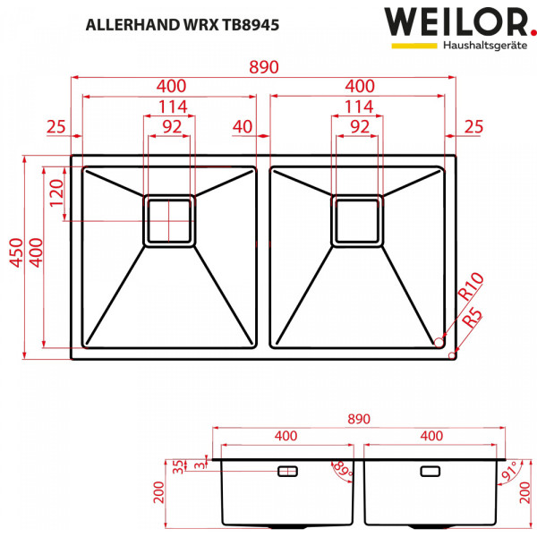 Фото - Мийка кухонна Weilor Allerhand WRX TB8945