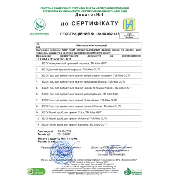 Фото - Пральний порошок Alles GUT! ECO Універсальний 450 г