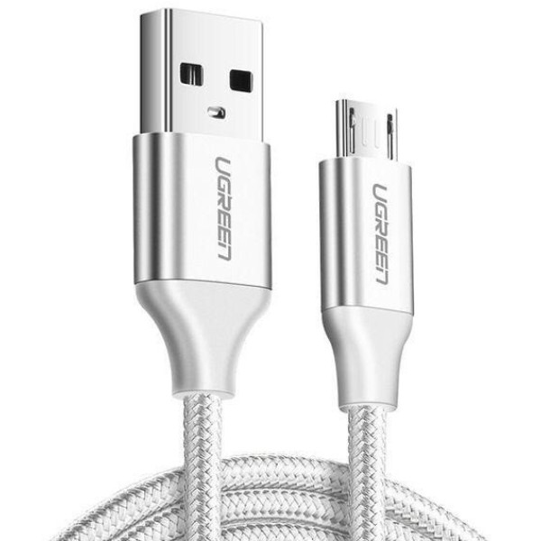 Фото - Кабель UGREEN US290 USB - Micro USB Cable Aluminum Braid 1m White (60151)