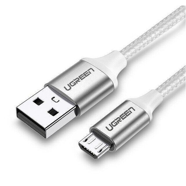 Фото - Кабель UGREEN US290 USB - Micro USB Cable Aluminum Braid 1m White (60151)