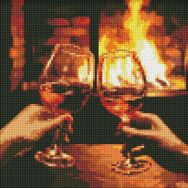 Фото - Алмазний живопис Ideyka Гріємось біля каміна  30х30 см (AMO7859)