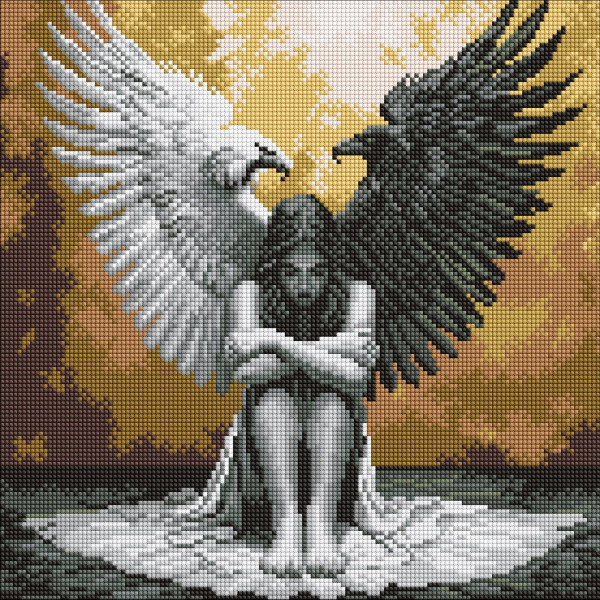 Фото - Алмазний живопис Ideyka Дві сторони душі 40х40 см (AMO8199)