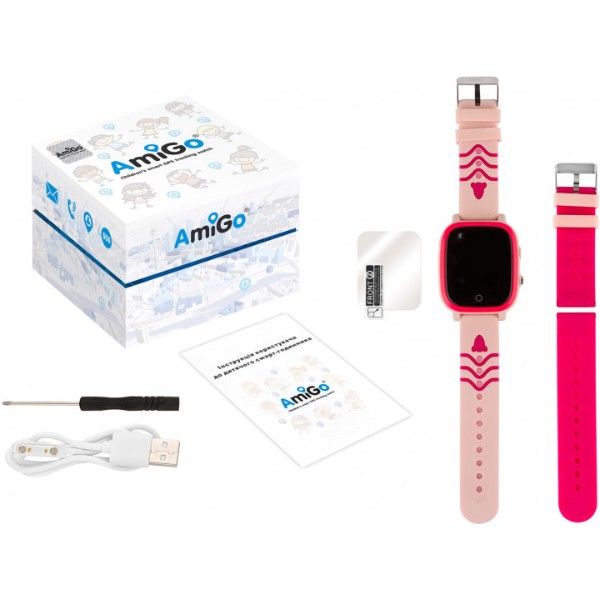 Фото - Уцінка - Дитячий годинник AmiGo GO005 4G WIFI Thermometer Pink
