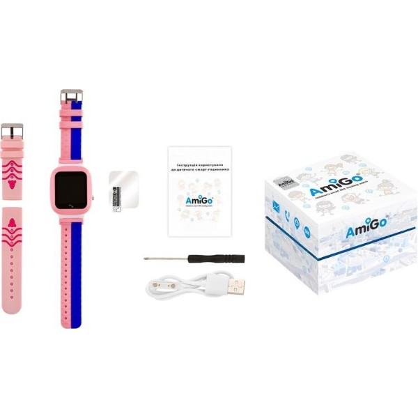 Фото - Дитячий годинник AmiGo GO004 Splashproof Camera+LED Pink
