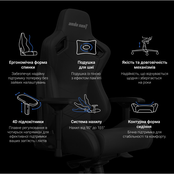 Фото - Кресло для геймеров Anda Seat Kaiser 2 Black Size XL (AD12XL-07-B-PV-B01)