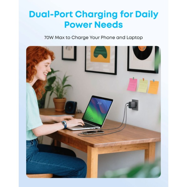 Фото - Сетевое зарядное устройство Anker Charger 70W 3xUSB-C PD 3.0 & 1xUSB-A Black (A121CG11)