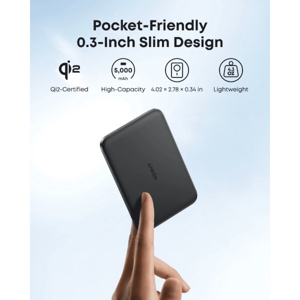 Фото - Батарея мобильная Anker Nano - 5000 mAh Qi2 15W MagGo Slim Black (A1665H11)