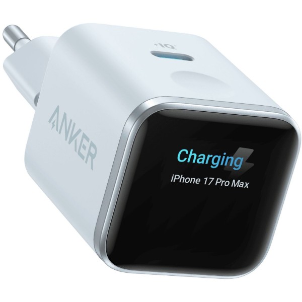 Фото - Мережевий зарядний пристрій Anker Nano Charger - 45W USB-C Smart Display Blue (A121DG31) Фото - Мережевий зарядний пристрій Anker Nano Charger - 45W USB-C Smart Display Blue (A121DG31)