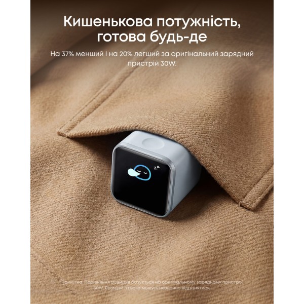 Фото - Мережевий зарядний пристрій Anker Nano Charger - 45W USB-C Smart Display Orange (A121DGO1)