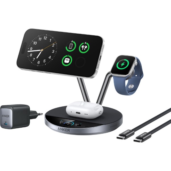 Фото - Беспроводное зарядное устройство Anker Prime Wireless Charging Station 25W 3в1 Black (B25X7G11)