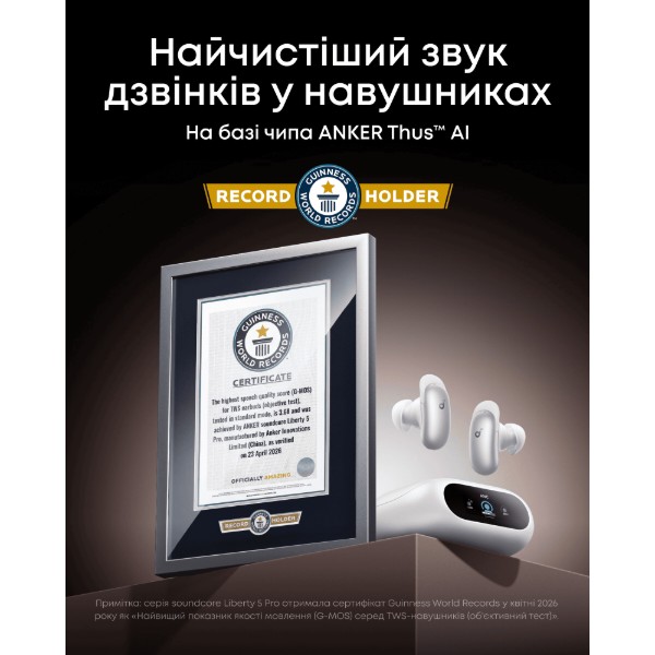Фото - Навушники вкладиші бездротові TWS Anker SoundСore Liberty 5 Pro White (D1203G21)