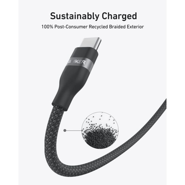 Фото - Кабель Anker USB-C to USB-C - 0.9m 240W Upcycled-Braided Black (A82E2H11)