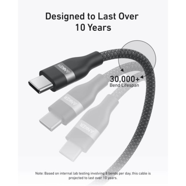 Фото - Кабель Anker USB-C to USB-C - 0.9m 240W Upcycled-Braided Black (A82E2H11)