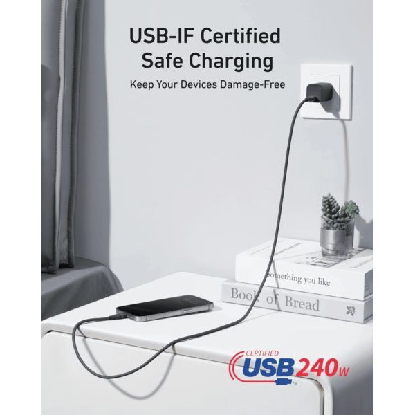 Фото - Кабель Anker USB-C to USB-C - 0.9m 240W Upcycled-Braided Black (A82E2H11)