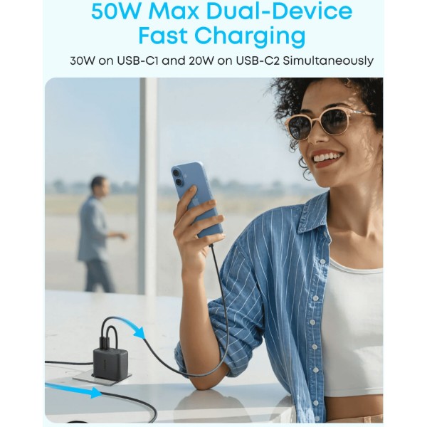 Фото - Мережевий зарядний пристрій Anker Zolo Charger - 50W 2xUSB-C & 2xUSB-A Black (A121EG11)