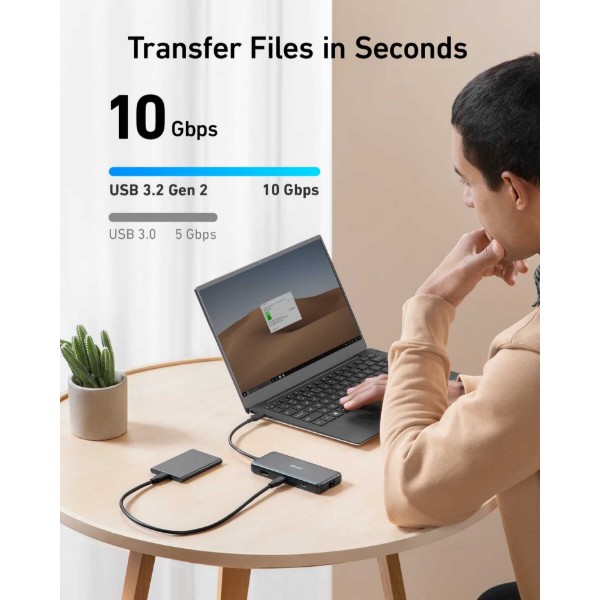 Фото - Хаб USB Anker PowerExpand 8-in-1 - PD in 100W/HDMI/2xUSB-A/USB-C 10Gbps/LAN/SD Black (A83830A2)