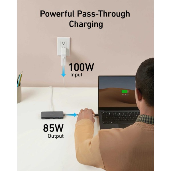Фото - Хаб USB Anker PowerExpand 8-in-1 - PD in 100W/HDMI/2xUSB-A/USB-C 10Gbps/LAN/SD Black (A83830A2)