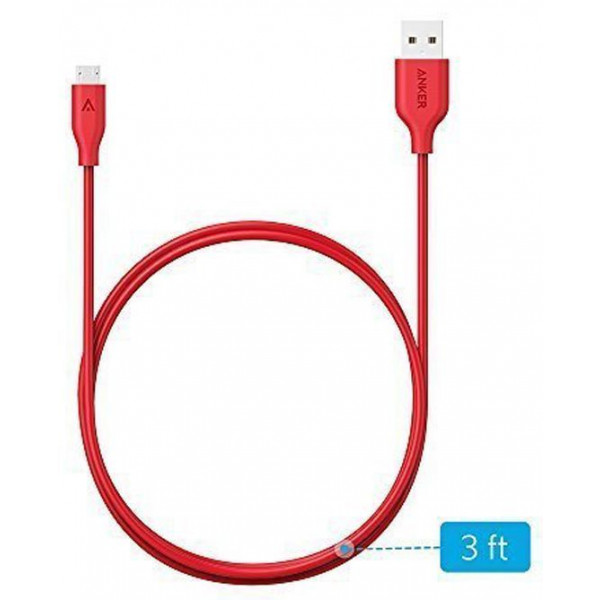 Фото - Кабель Anker Powerline Micro USB - 0.9m V3 Red (A8132H91)