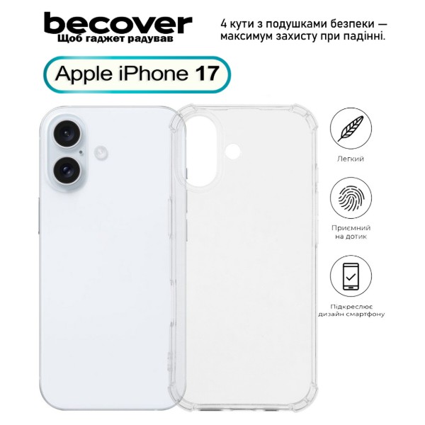 Фото - Чехол для смартфона BeCover Anti-Shock for Apple iPhone 17 Clear (713793)