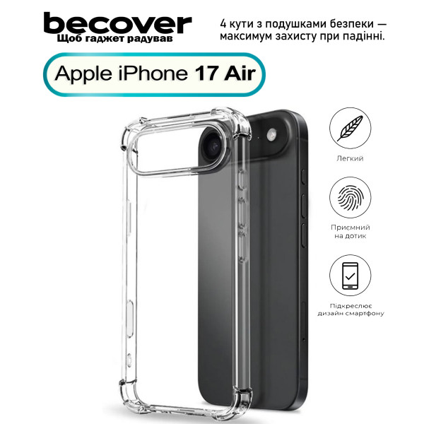 Фото - Чохол для смартфону BeCover Anti-Shock for Apple iPhone 17 Air Clear (713795)