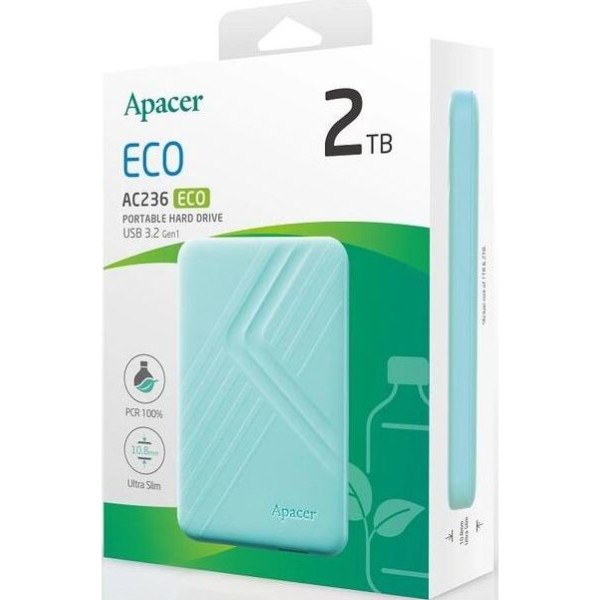 Фото - Жесткий диск внешний Apacer External 2.5'' USB 3.2 Gen. 1 AC236 ECO 2Tb Jelly mint (AP2TBAC236ECO-1)