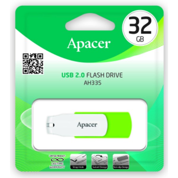 Фото - Флеш USB Apacer AH335 32GB USB 2.0 Green/White (AP32GAH335G-1)