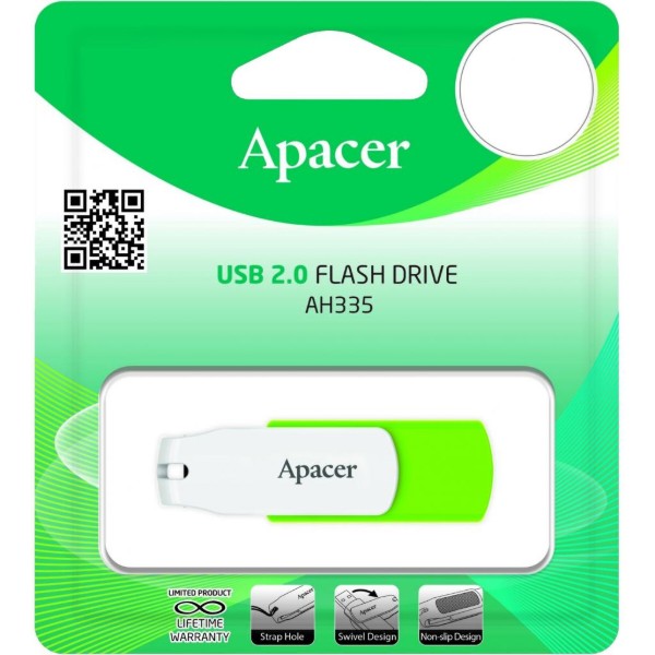 Фото - Флеш USB Apacer AH335 64GB USB 2.0 Green/White (AP64GAH335G-1)